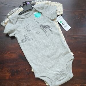 ​NWT Carter's Child of Mine Baby Boys Bodysuits - 12M - 3 Pack Animal Theme